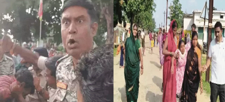 नवरात्रि पंडाल हटाने पर कामठी गांव में बवाल, ग्रामीणों ने SDOP का पकड़ा कॉलर – गर्भवती महिला आरक्षक घायल