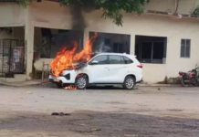 महापौर की कार में अचानक लगी आग, उतरते ही धू-धूकर जला वाहन; बाल-बाल बचीं